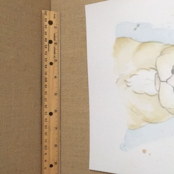 Original Watercolor/ cute bunny on mix media paper - Picture 4 of 6